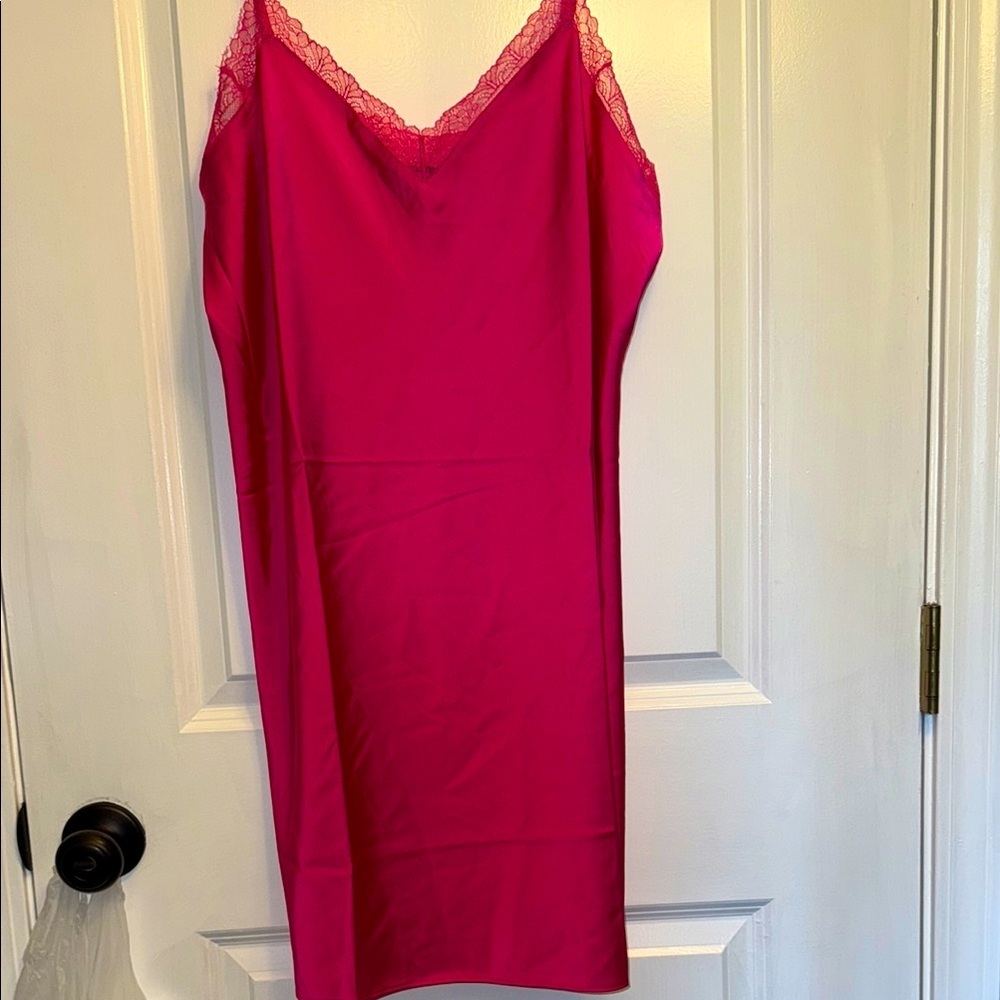 Pink Lace Trim Slip Nightgown